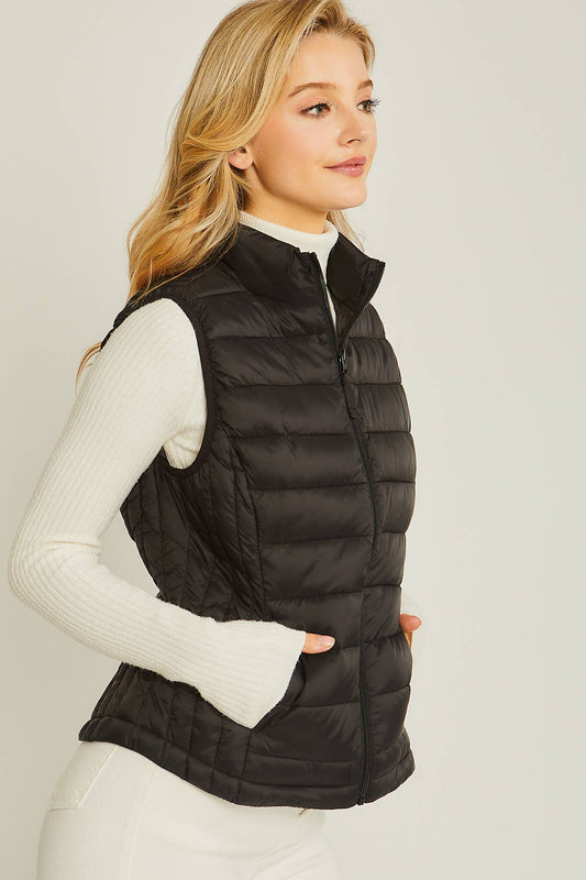 Black Lightweight Padded Puffer Vest