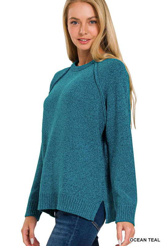 Teal Raglan Long Sleeve Sweater