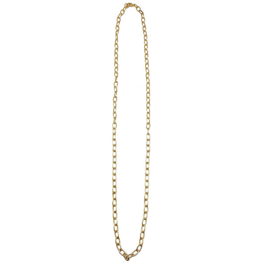 Brass Chain-Link Necklace - Small Links Long Chain