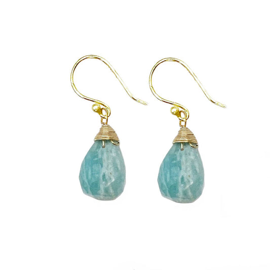 Gold-Plated Amazonite Jasper Teardrop Earrings