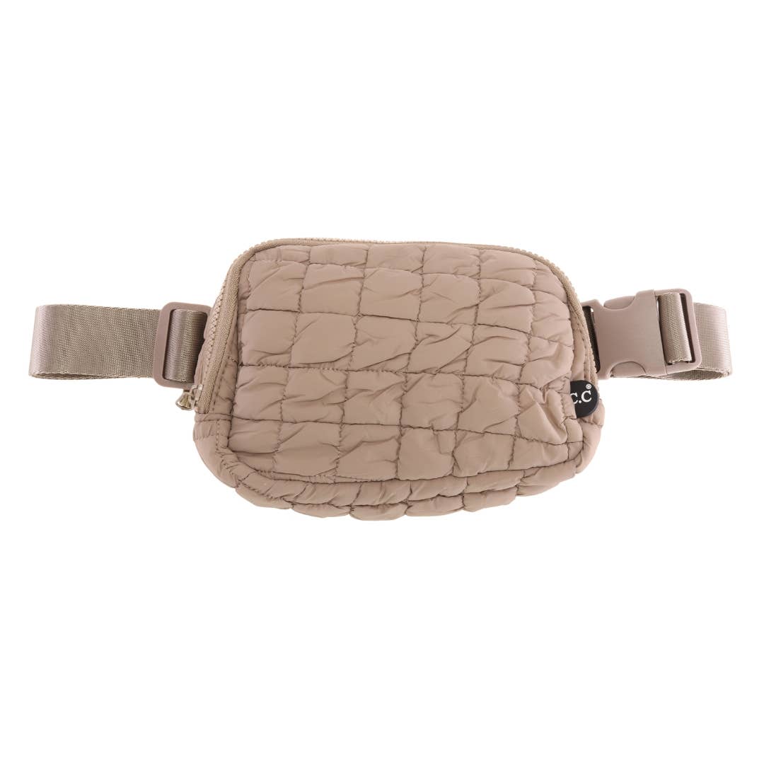 Beige Quilted Puffer Women's C.C Belt Bag