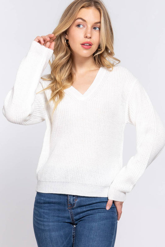 White v-Neck Sweater