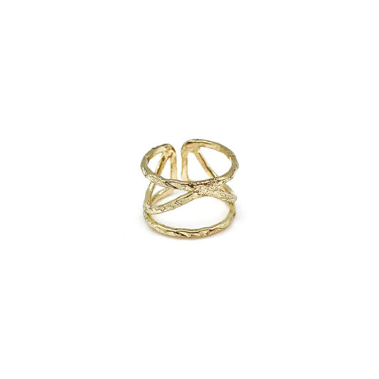 Center Curved Line- gold adjustable ring