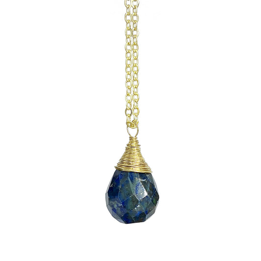 Gold-Plated Lapis Lazuli Teardrop Necklace