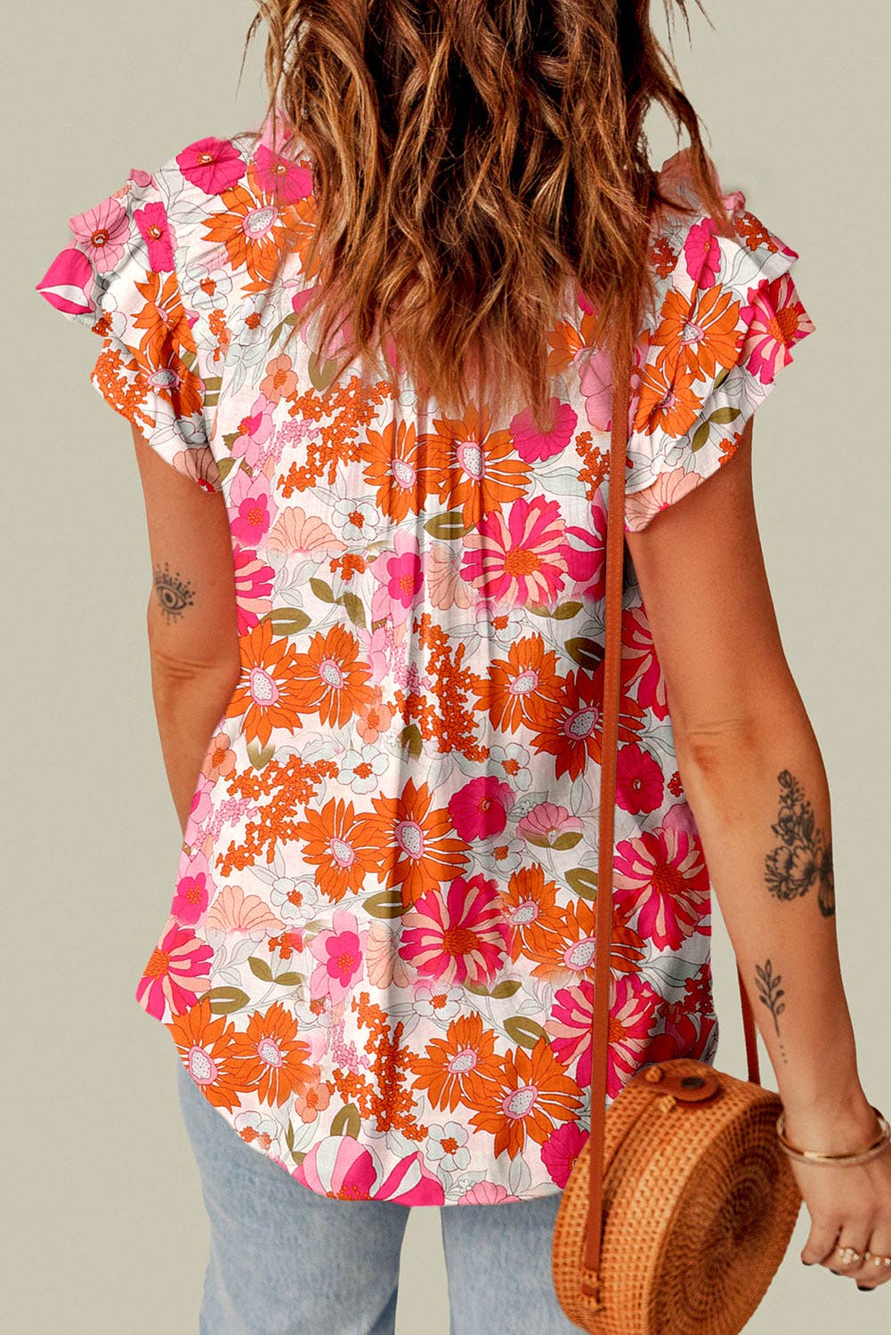 Multicolor Ruffle Sleeve Floral top