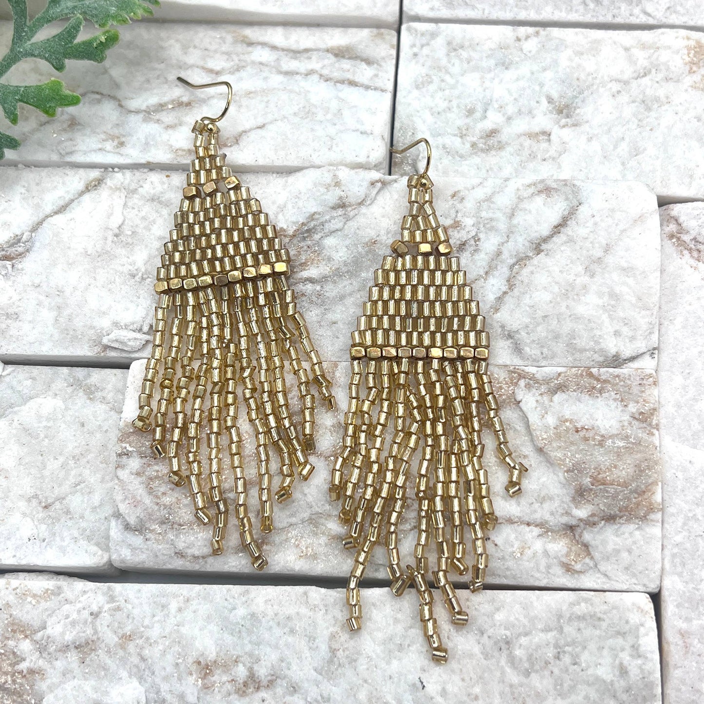 Shimmering Gold - fringe earrings