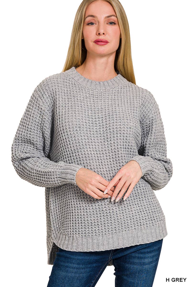 Grey Waffle Sweater