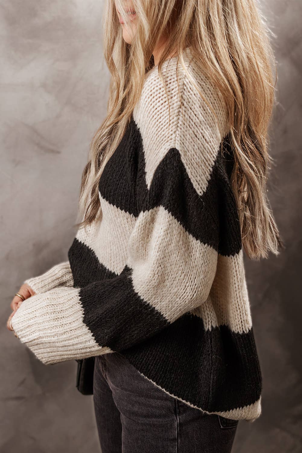 Color block stripe oversized Sweater