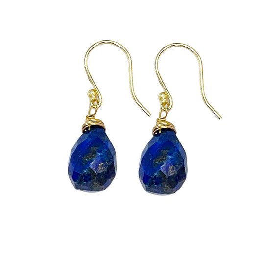 Gold-Plated Lapis Lazuli Teardrop Earrings