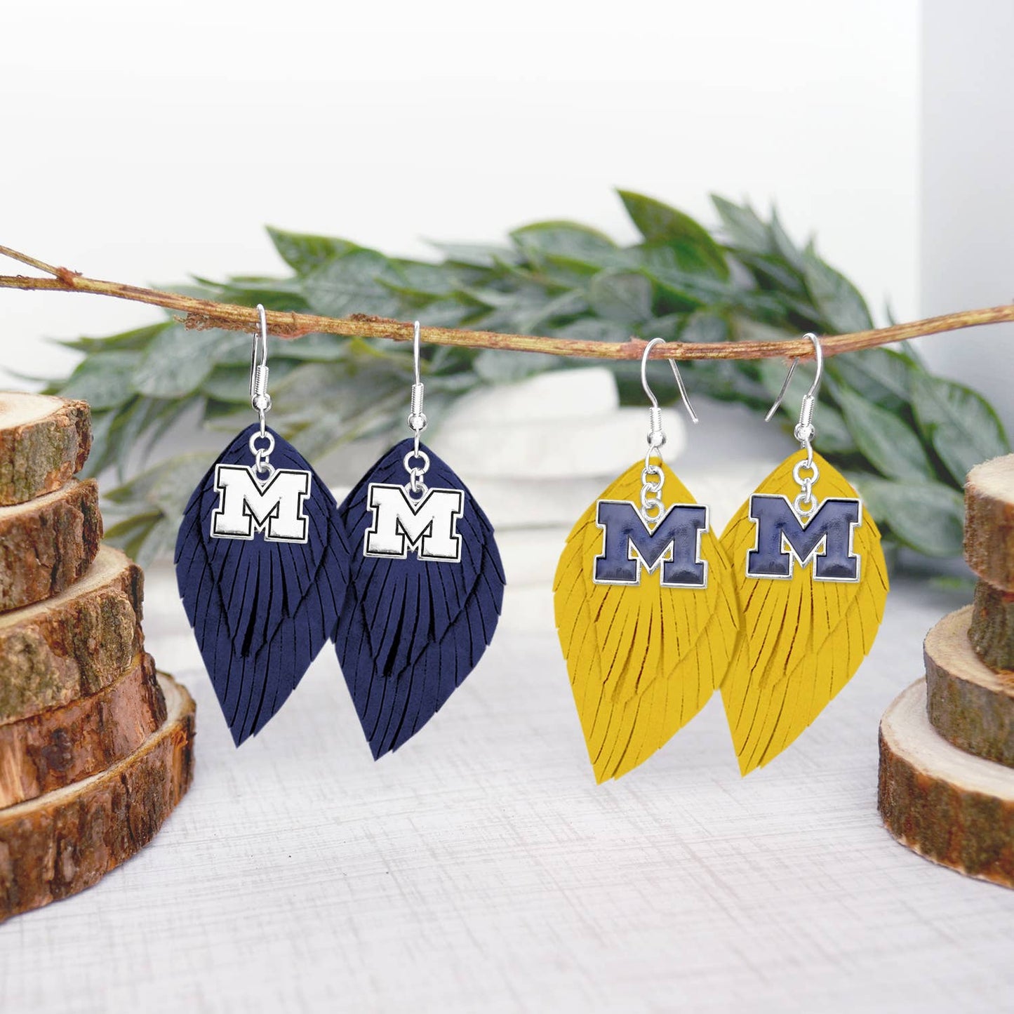 Michigan Wolverines  Iridescent Logo Boho Babe Earrings