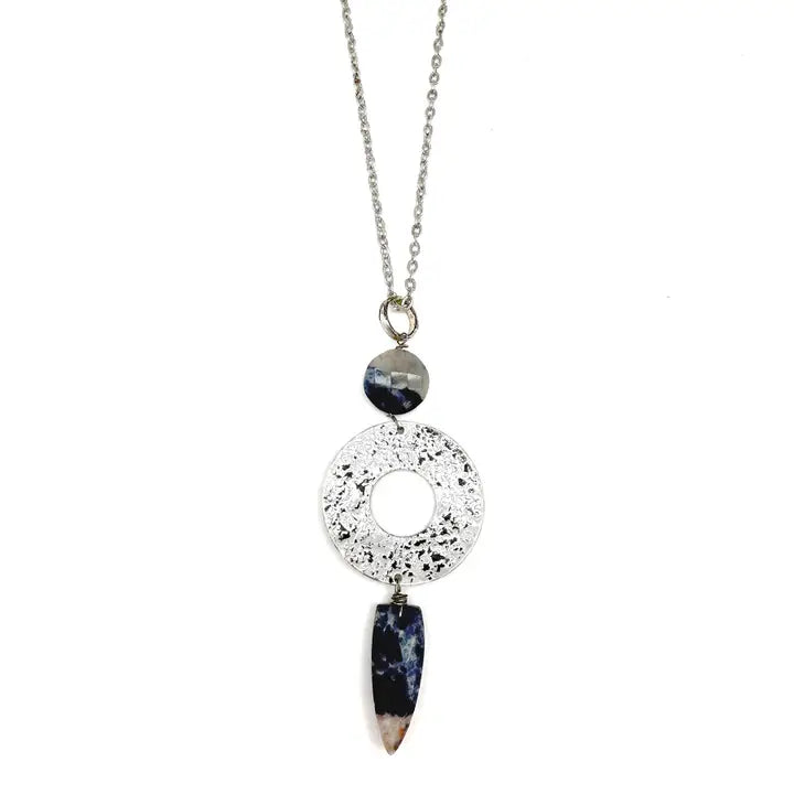 Sodalite Silver Open Ring necklace