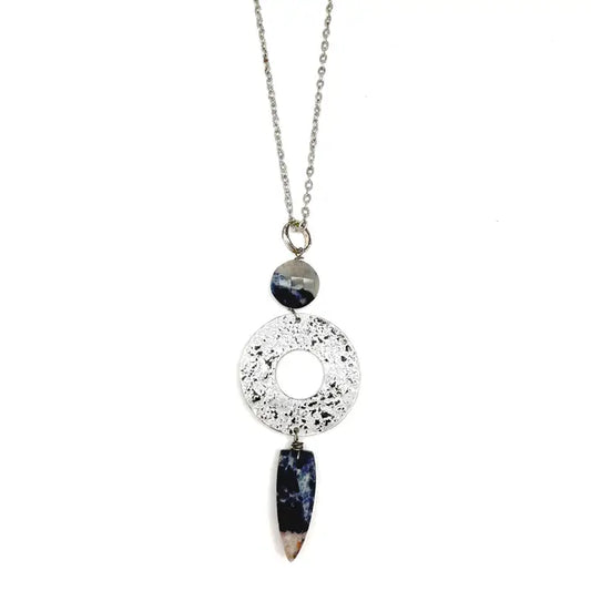 Sodalite Silver Open Ring necklace