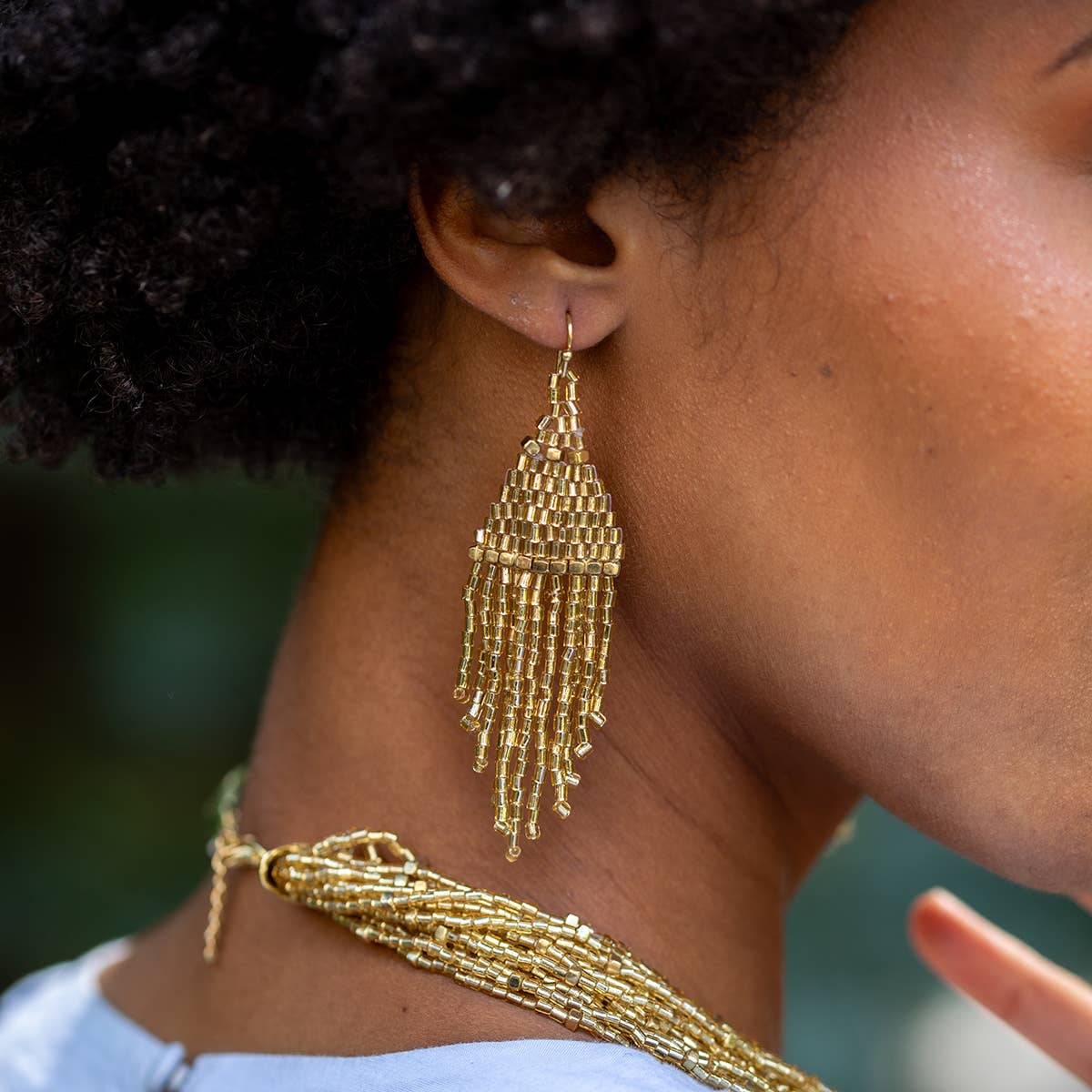 Shimmering Gold - fringe earrings