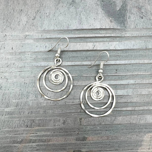 Silver Plated Earrings - Smaller Size Spiral Circle