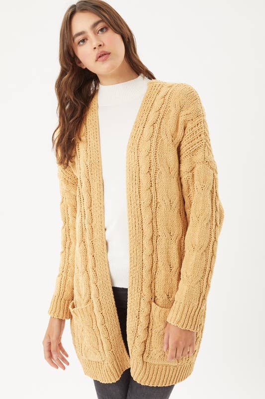 Cable Knit Open Front Cardigan