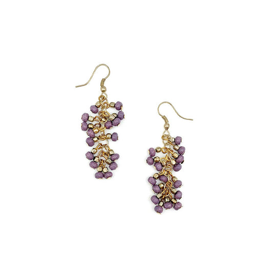 Sachi Chromatic Hues - Purple Dangle Cluster Earrings