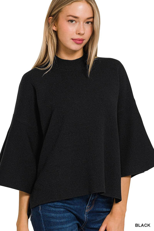 Black bell sleeve sweater