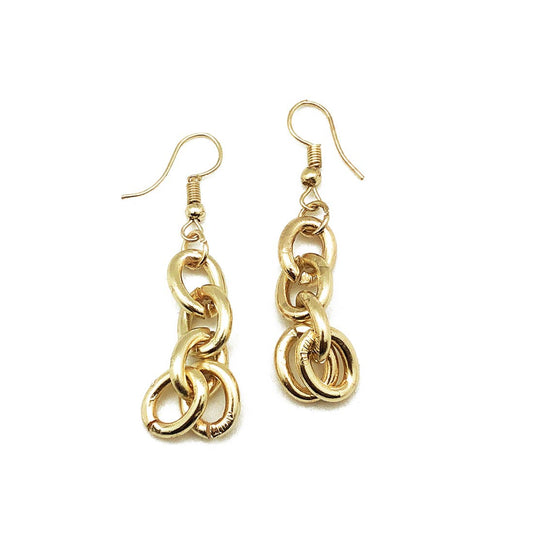 Brass Chain-Link Earrings - Thick Oval Links