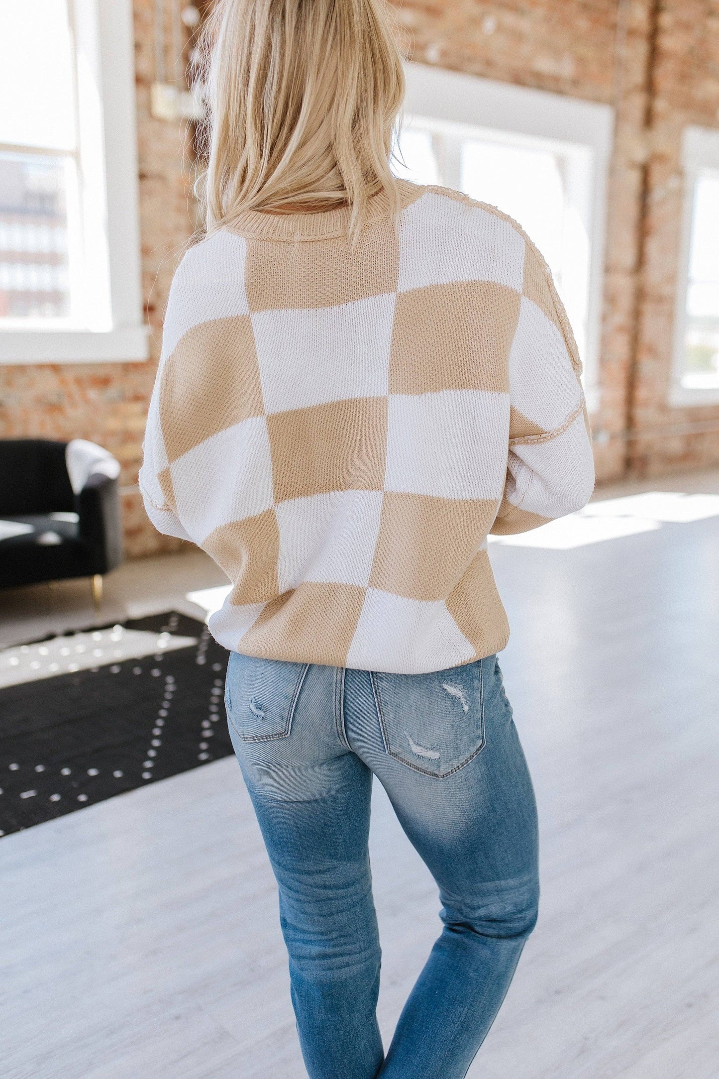 Khaki Checkered Sweater