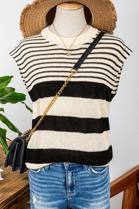 Black and white Striped knit top