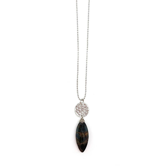 Akriti Silver -Black TigerEye Necklace