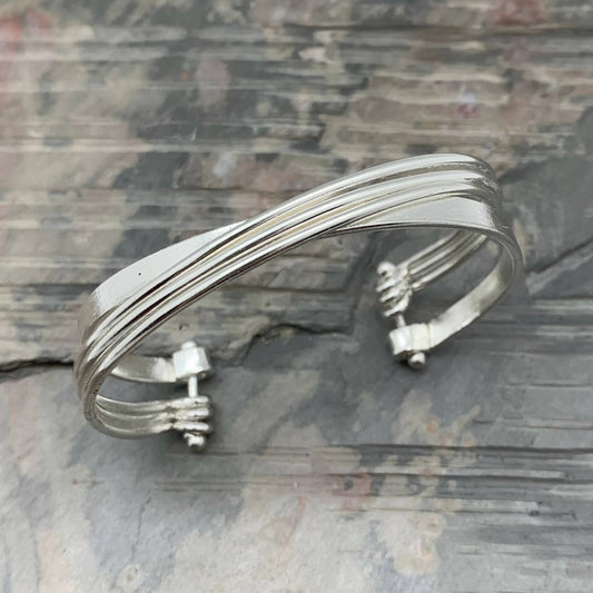 Silver Plated Adjustable Cuff Bracelet - Narrow and Wide X