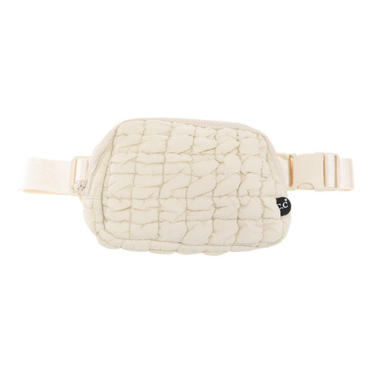 Beige Quilted Puffer Women's C.C Belt Bag