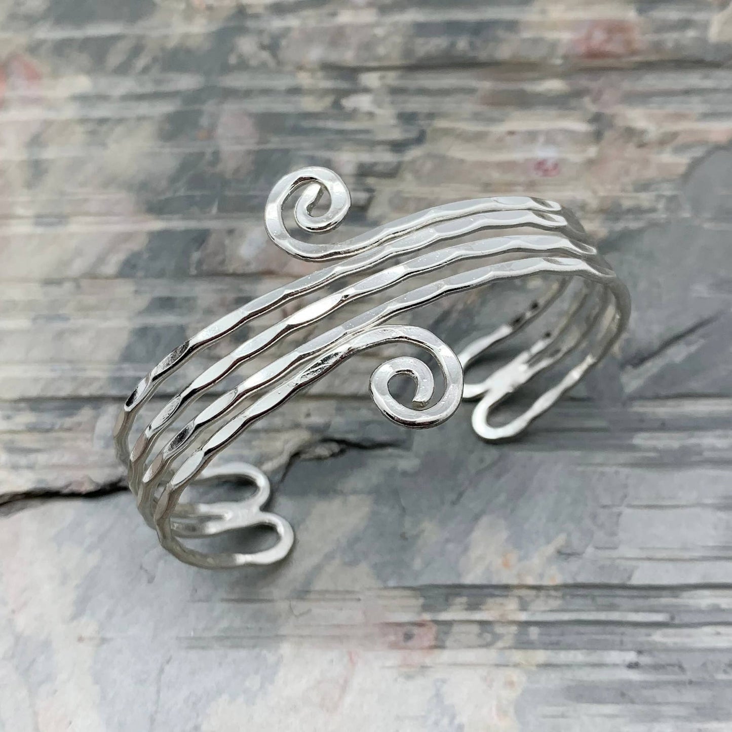 Small Spirals silver cuff bracelet