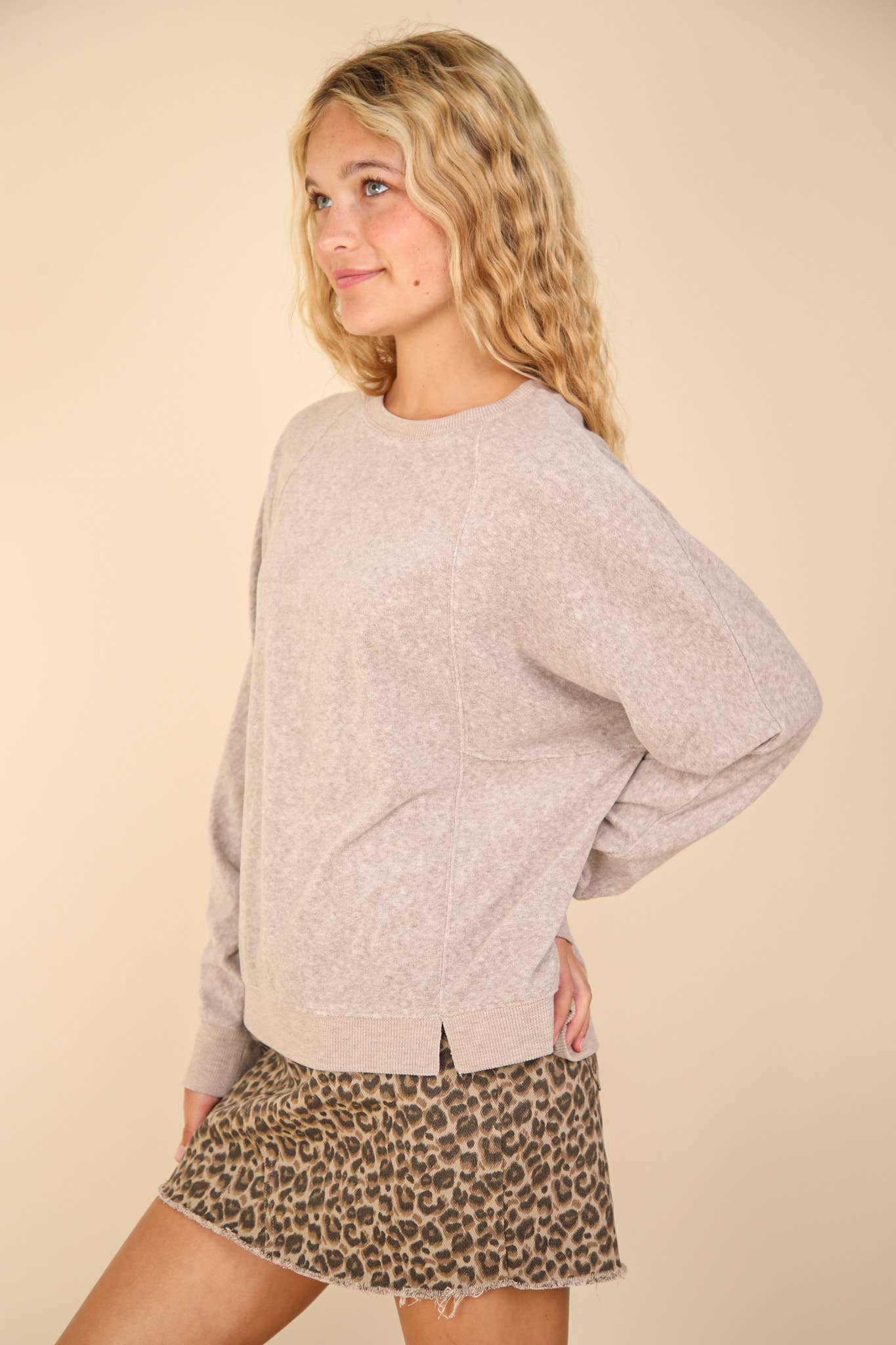 Oversized Comfy Soft Contrast Knit Top