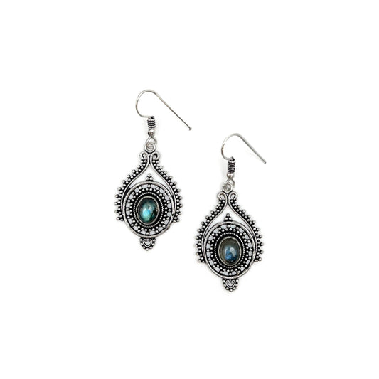 Silver Ornate with Labradorite earrings