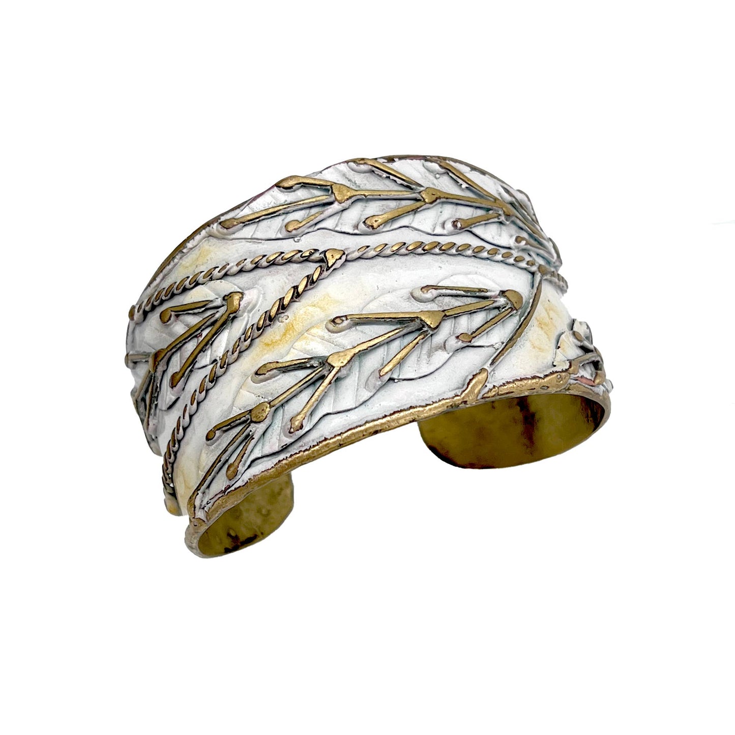 White Leaves cuff bracelet