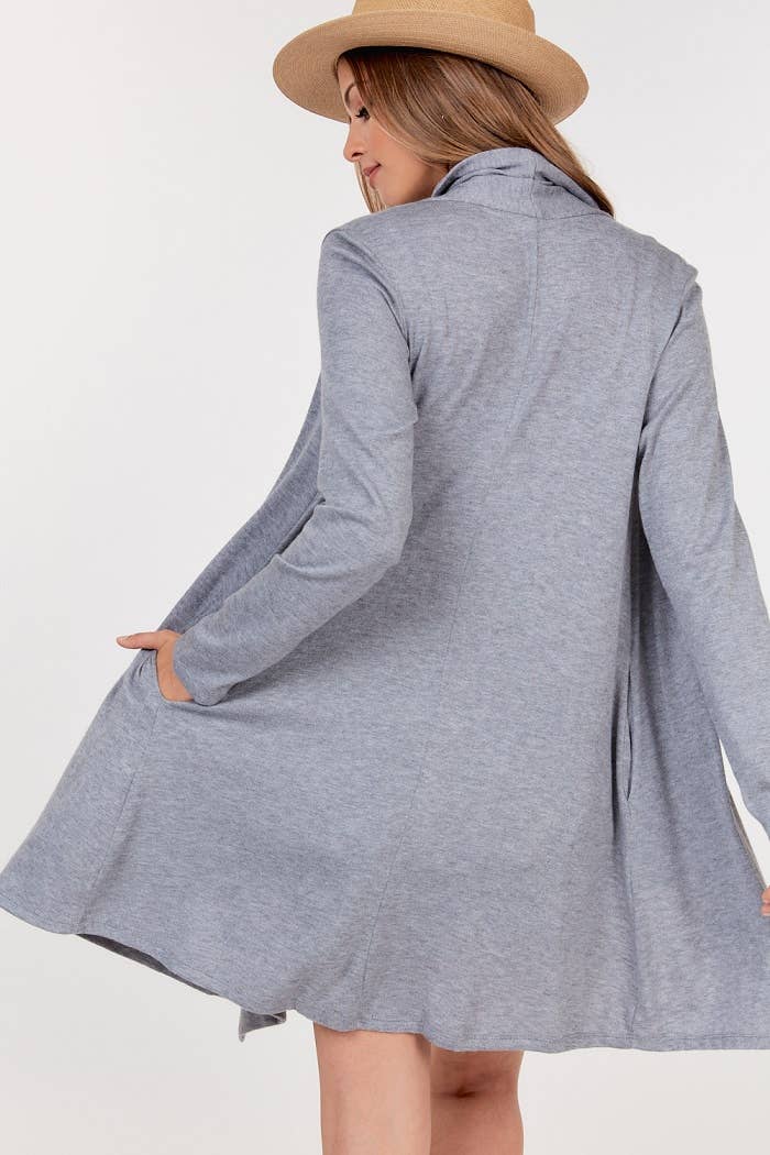 Grey Cashmere Open Front Cardigan