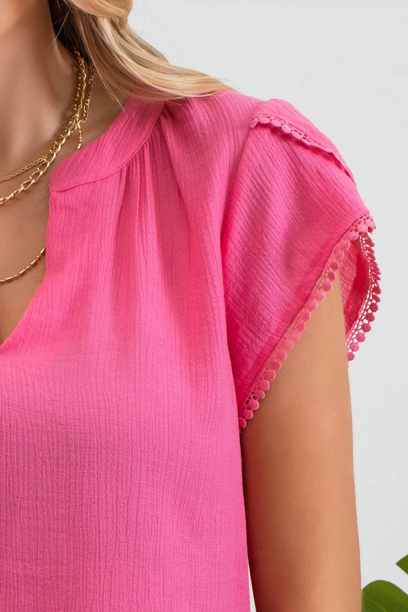 Fuchsia tassel sleeve top