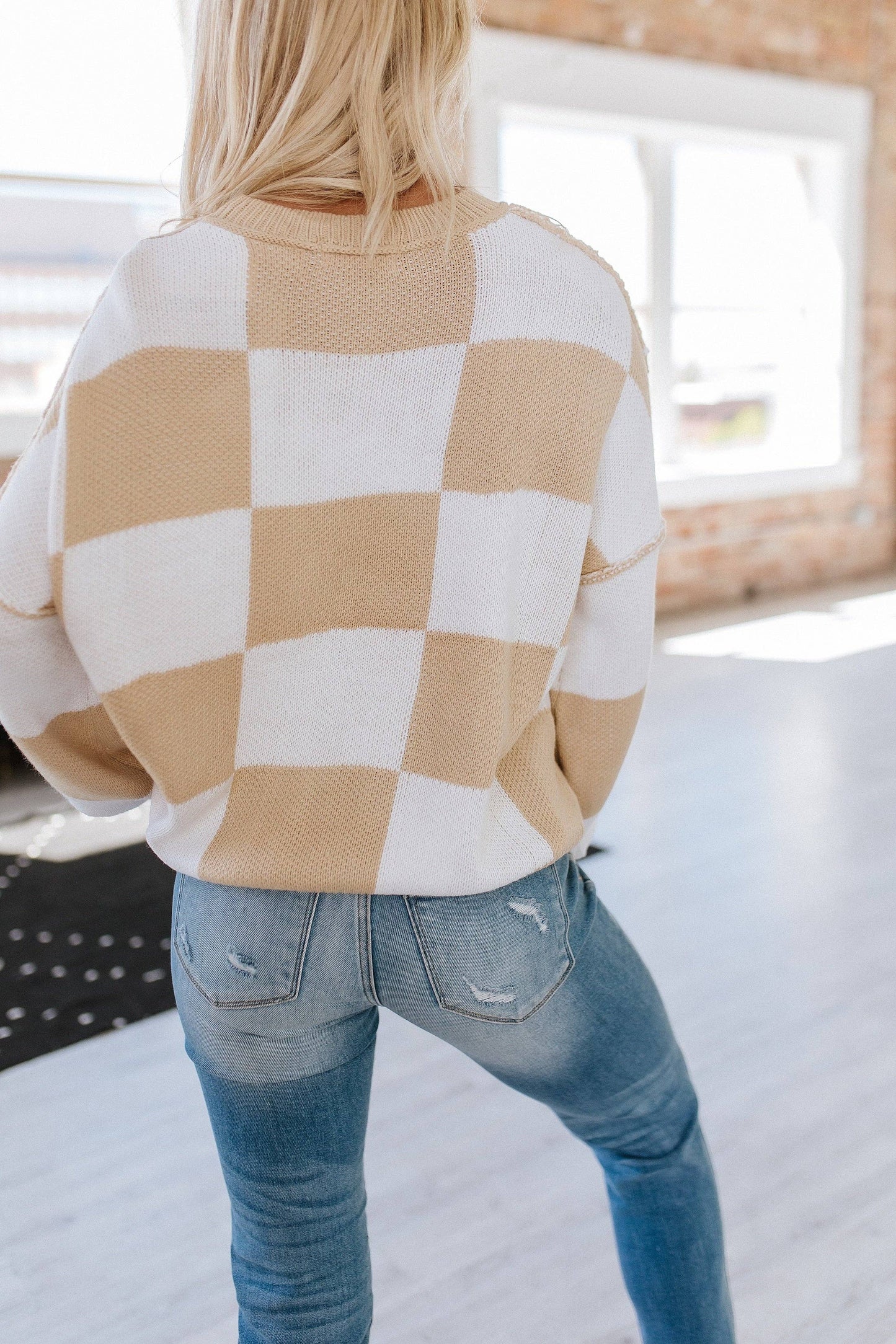 Khaki Checkered Sweater