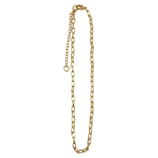 Brass Chain-Link Necklace - Small Links Short Chain