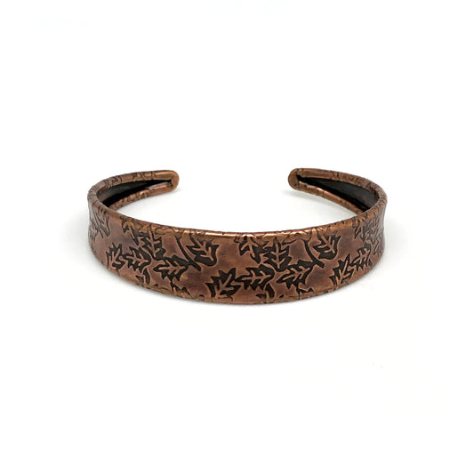 Etched Cuff Bracelet - Oak Leaves