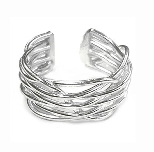 Silver woven wires ring